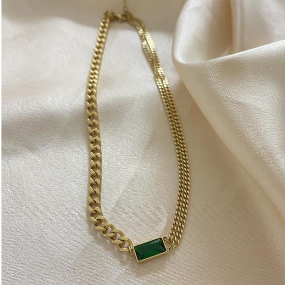 Green Stone Link necklace - Picture 2 of 4